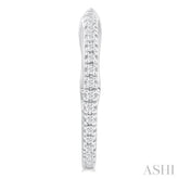 1/6 ctw Inside & Outside Round Cut Diamond Hoop Earring in 10K White Gold